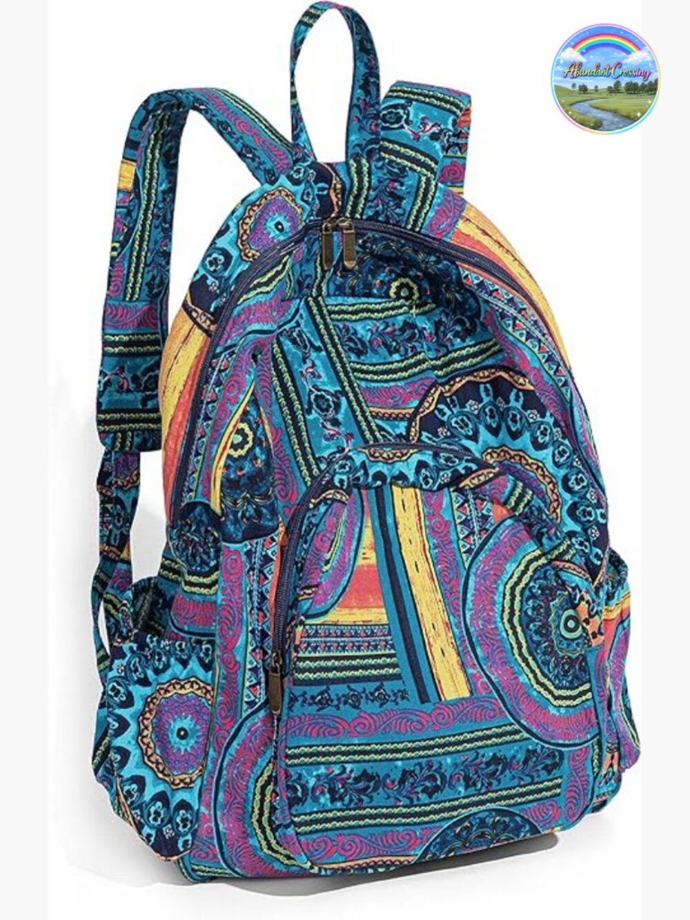 Large Bohemian Hippie Canvas Backpack Foldable Travel Daypack